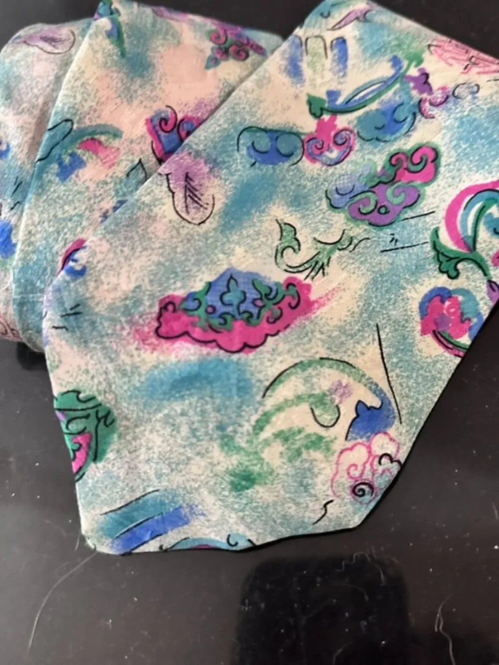 Vitaliano Pancaldi Silk Tie Mens Neckwear Floral Painterly Pastel Blue
